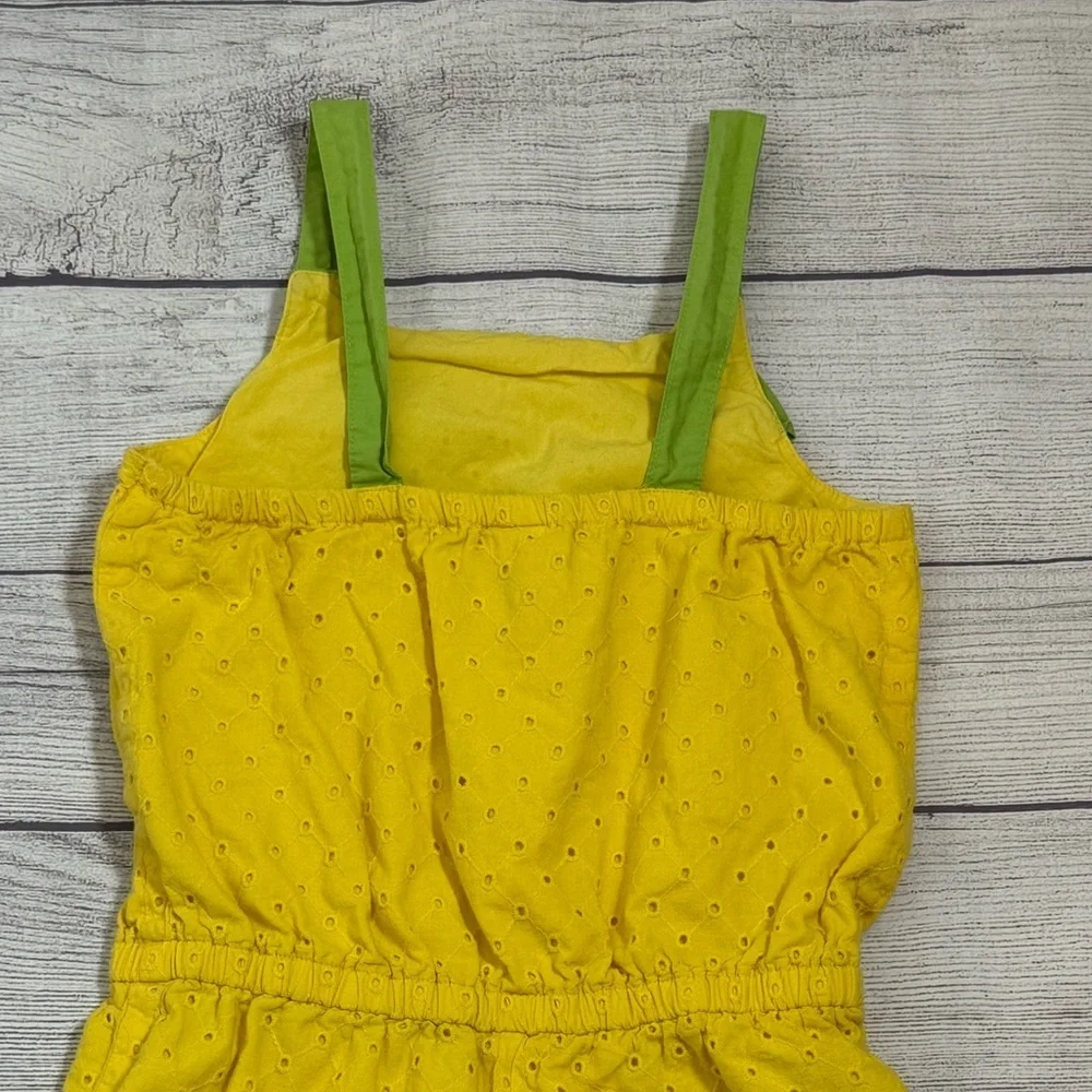 Gymboree Girls Yellow Eyelet Romper Size 8 Cotton Summer Outfit